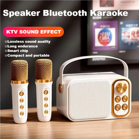 Microphone Speaker Bluetooth Karaoke Set/2 Microphone Portable Wireless Mini Speaker Outdoor/KTV Kar