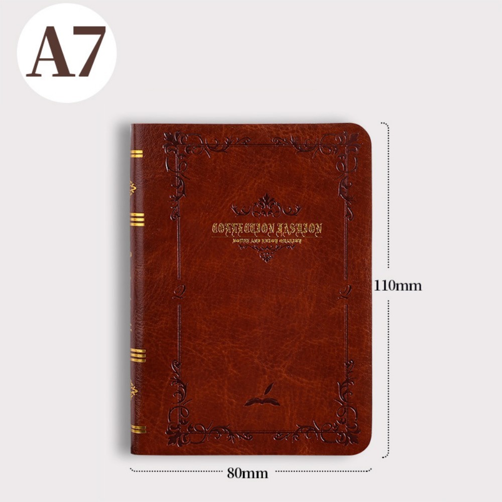 

A6 A7 Vintage Hot Gold Printed Notebook Compact Portable Pocket Hard Shell Pu Leather Note Book Diary Notepad School Supplies