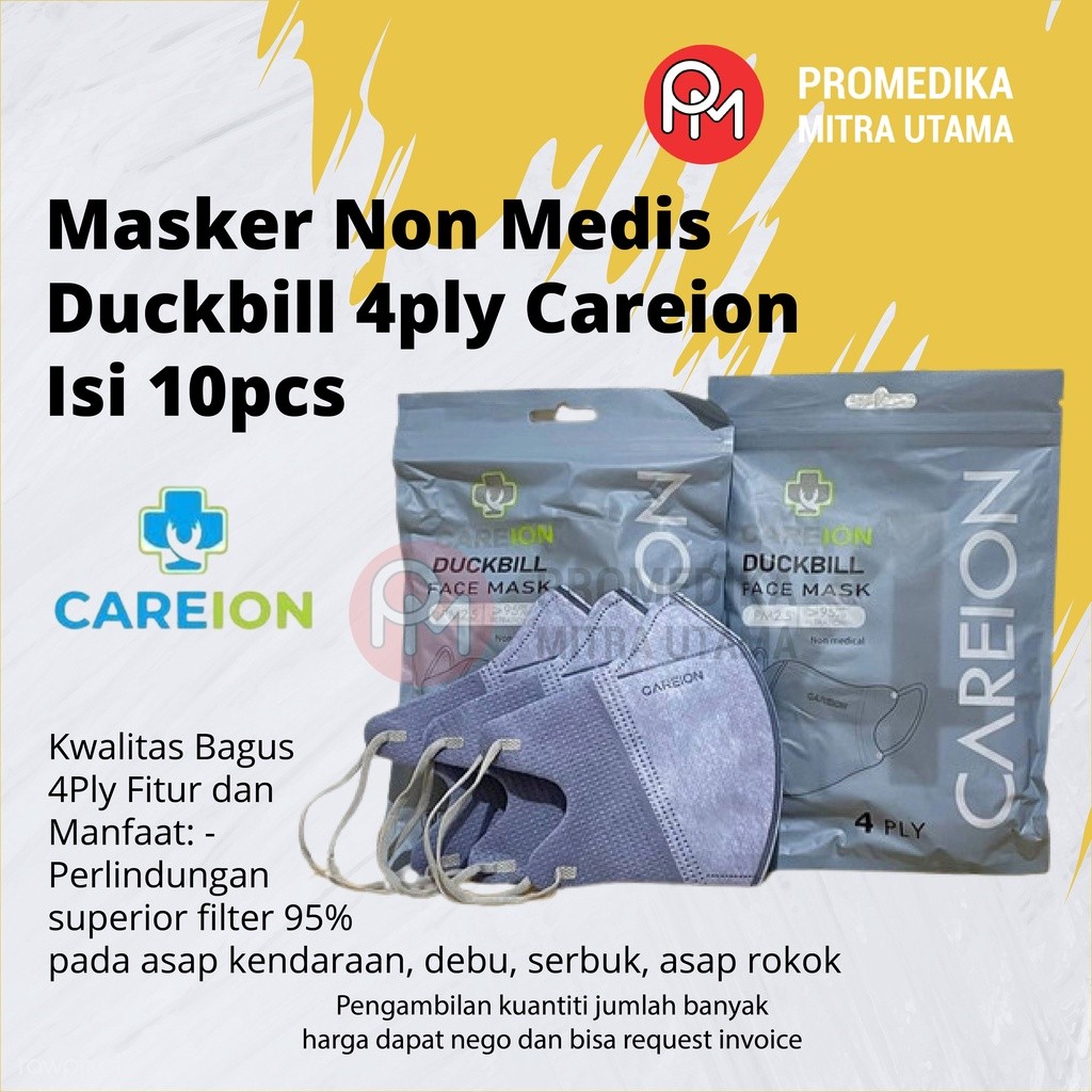Masker Non Medis Duckbill 4ply Careion Isi 10pcs