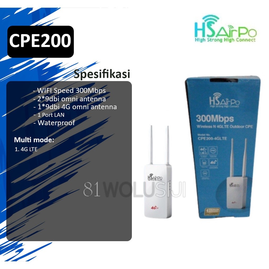 HSAIRPO CPE200 Outdoor 4G LTE & Wireless N 300Mbps 2.4ghz Router modem outdoorCO