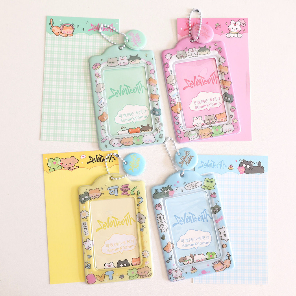 

1Pc Kpop Photocard Holder Cute Idol Photo Card Holder with Chain Photo Sleeve Keychain Pendant PVC Cover Holder