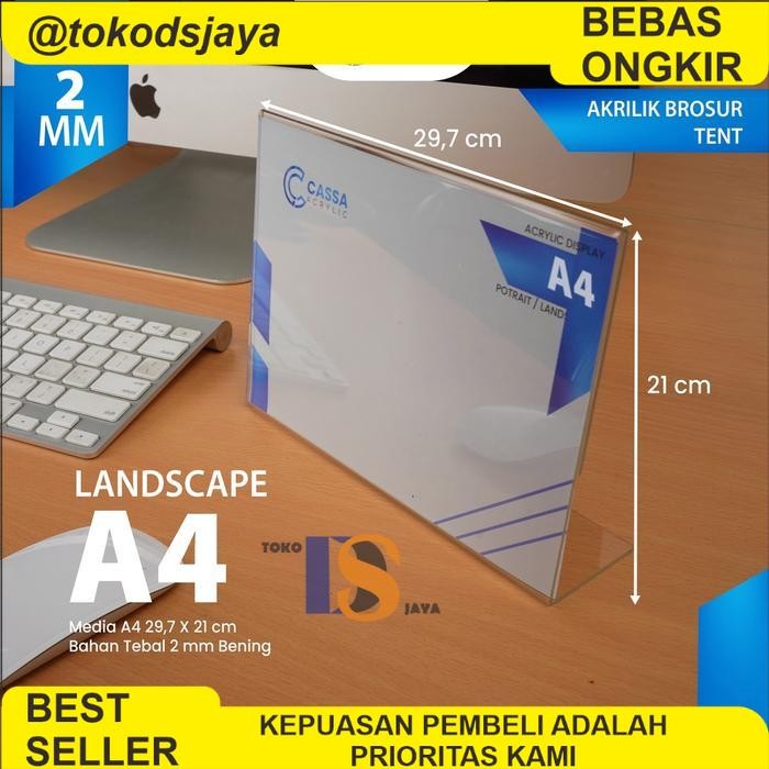 

PROMO Tempat Brosur A4L Landscape / Tent Holder / Akrilik Display / Tent Card 1 Sisi