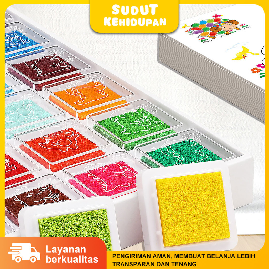 

Warna Cat Jari Berwarna-warni Cap Tinta Anak 24 Warna Cat yang Dapat Dicuci Finger Paint Set