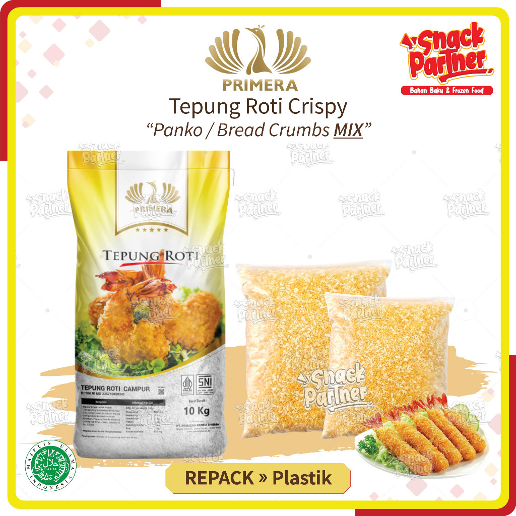 

PRIMERA TEPUNG ROTI CRISPY MIX Repack 250 / 500 GR / 1 KG - Bread Crumbs / Panko Krispi Crumb Crumble Orange White Putih - Panir Nugget Nuget Naget 250GR 500GR 1KG