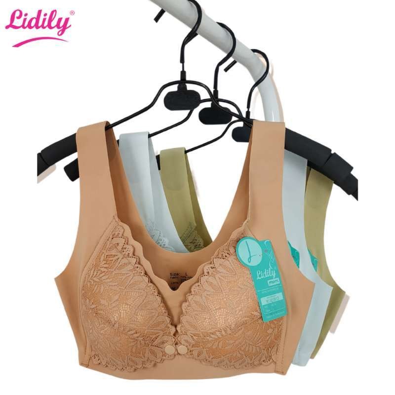 LIDILY - Bra Menyusui Jumbo Seamless Mix Renda | BH Maternity Nursing Seamless Kancing Depan | Under