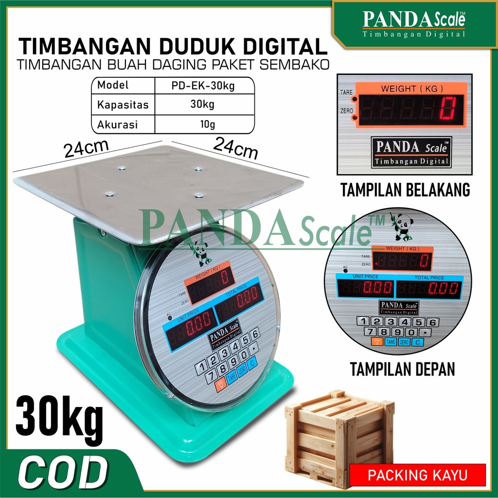 PANDA SCALE Timbangan Digital Buah Laundry Sembako 30kg PD-EK-30kg