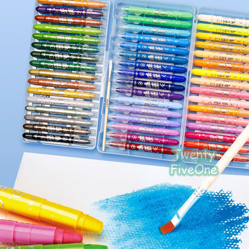 

tyvf Grasp Sedang Crayon Orinal 12/24/36/48 Warna Water Soluable Crayon Krayon Mewarnai