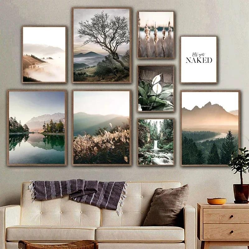 

Natural Mountain Mist Landscape Painting Canvas Painting Art Poster Modern Home Living Room Bedroom Decoration Wall Art Gift