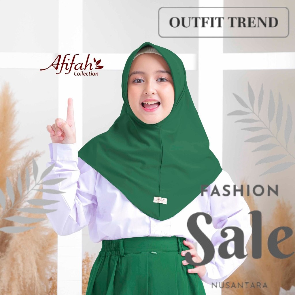 Hijab Bergo Hamidah Hijau Madrasah / Botol Jilbab Instan Hijab Anak Sekolah SD by Afifah Collection