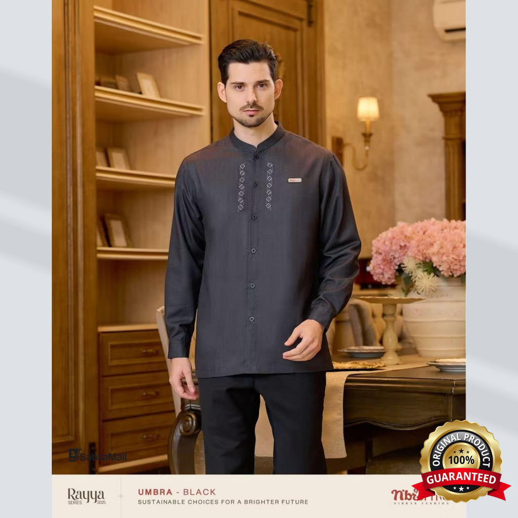 SabilaMall - Sarimbit Koko Lengan Panjang Bahan Katun Umbra Koko Panjang Baju Muslim Pria By Nibras