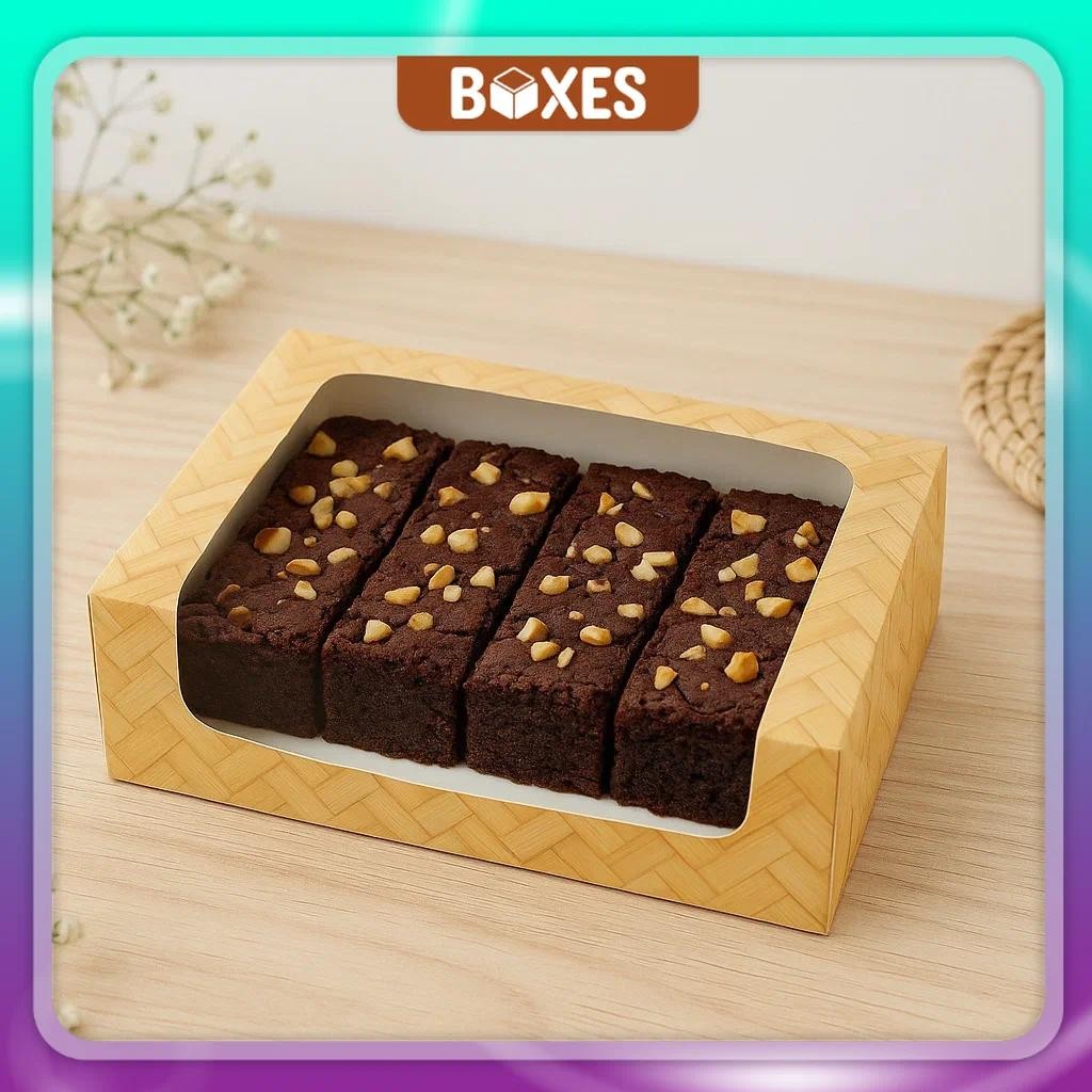

Box Ivory jendela mika / Dus Brownies Motif Anyam Coklat / Dus Kue / Dus Donat / Dus Bolen / Box Brownies / Kotak Brownies / Kotak Nasi / Box Nasi / Nasi Box | HC08L