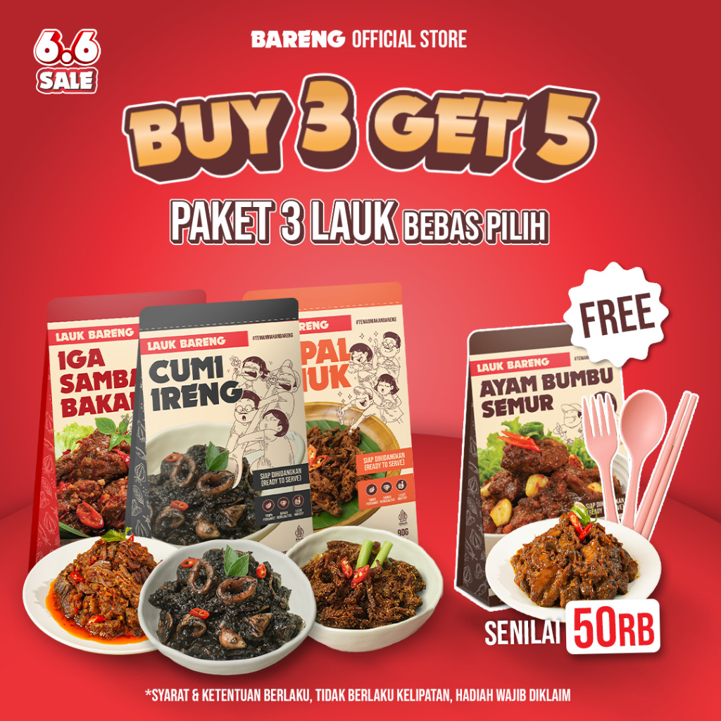 

[BUY 3 GET 5] Lahap Bareng - Paket Hemat Isi 3 Lauk / Makanan Instant Ready to Eat, Real Food, Praktis & Tanpa Pengawet | Cumi Iga Sambal Cumi Pedas Instan