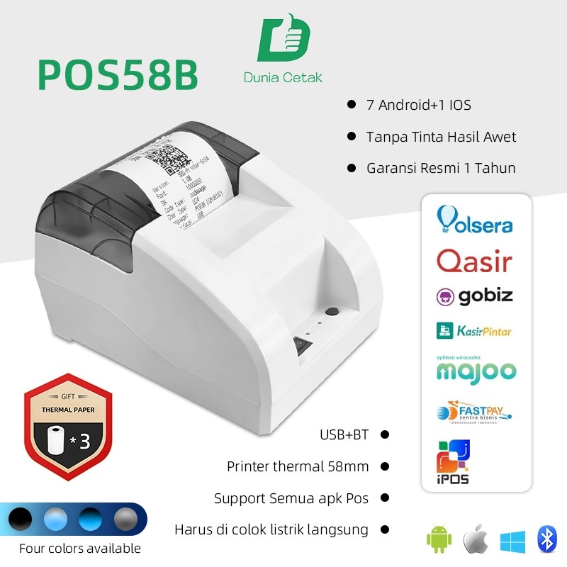 

PRINTER BLUETOOTH DESKTOP THERMAL KASIR 58MM - KASIR RJ11 RPP02 CETAK RESI NOTA STRUK PENJUALAN SUPPORT GRAB GOBIZ - RJ11 SUPPORT MOKA ALAMAT - PRINTER KASIRfree 3*Roll Kertas