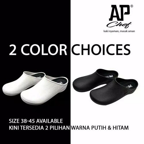 AP CHEF - SEPATU CHEF -  SEPATU DAPUR KARET - AP CHEF 38-45 BLACK & WHITE - AP BOOTS - FANZ STORE