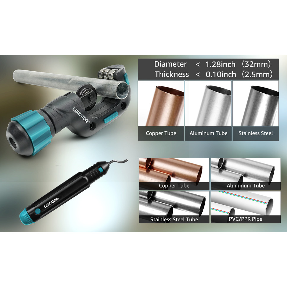 

Libraton 5/32” to 1-1/4” Outer Diameter Pipe Cutter,Tube Cutter with Deburring Tool, Copper Cutter and Thin Stainless Steel Tube