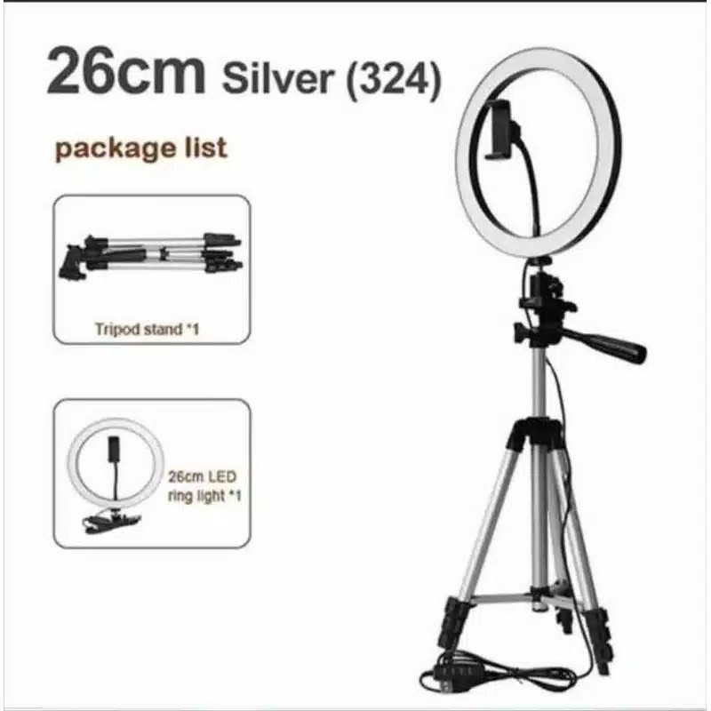 Tripod 1m 3110 + Ringlight 26cm - Paket Lengkap Ringlight 26cm + Tripod 1m