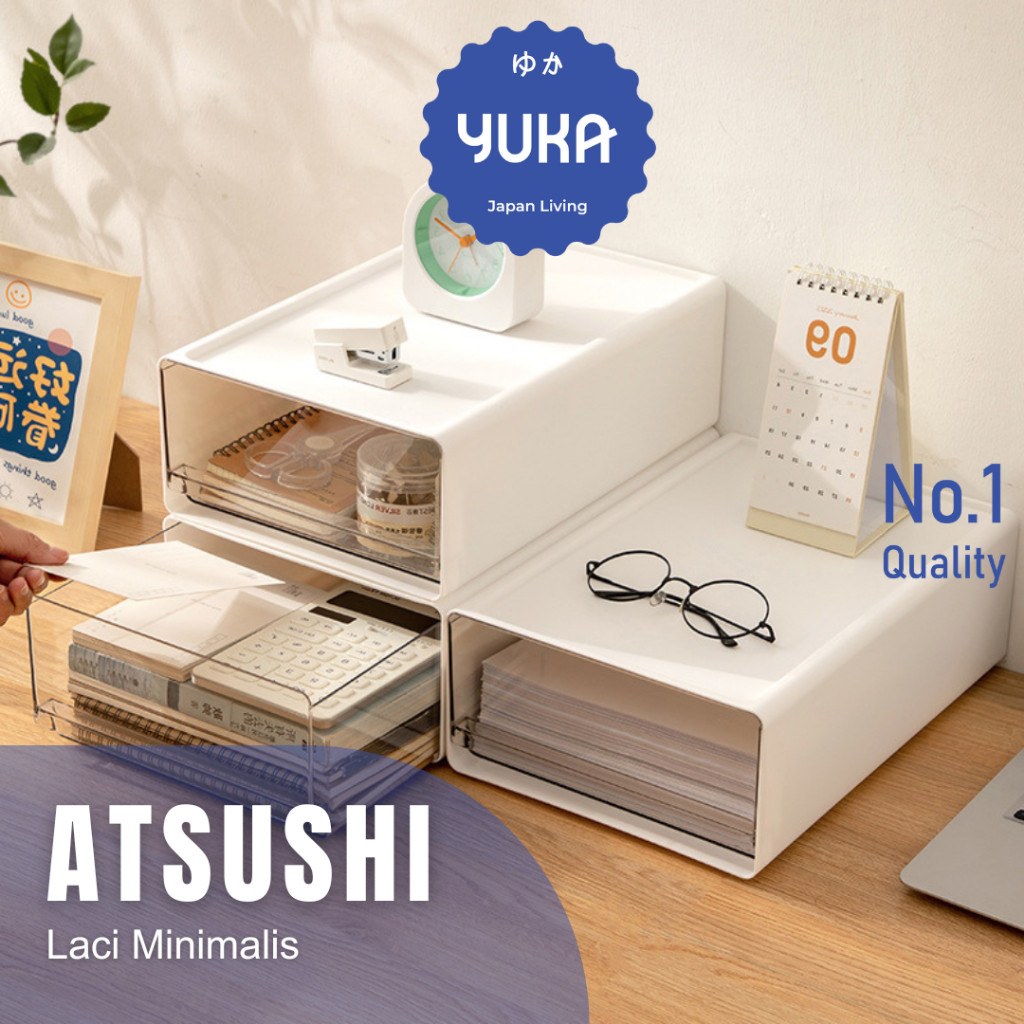 【YUKA】ATSUSHI Organizer ATK Minimalis Penyimpanan Tingkat Serbaguna Transparan Rak Tingkat Alat Tuli