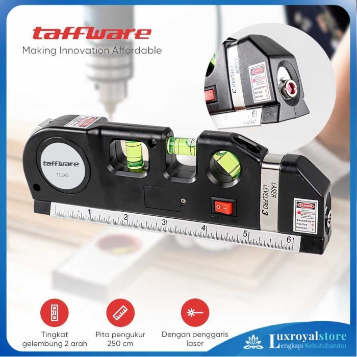 

Penggaris Laser 250cm dengan Waterpass Taffware LEVELPRO3 - Luxroyalstore