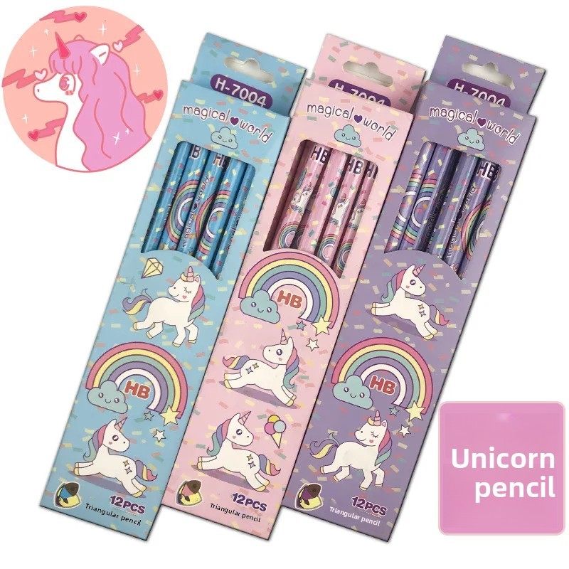 

Creative Rainbow Unicorn Pencil Student Multi-use Writing Drawing HB Wooden Pen Home Office Cultural Educational Supplies
