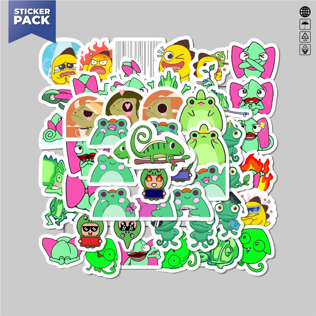 

[100PCS]Stiker Pack Stiker Hewan Bunglon Aesthetic Vinyl Anti Air Dekorasi Sticker Laptop Buku Journal Koper Helm Casing HP Gitar Helm Skateboard