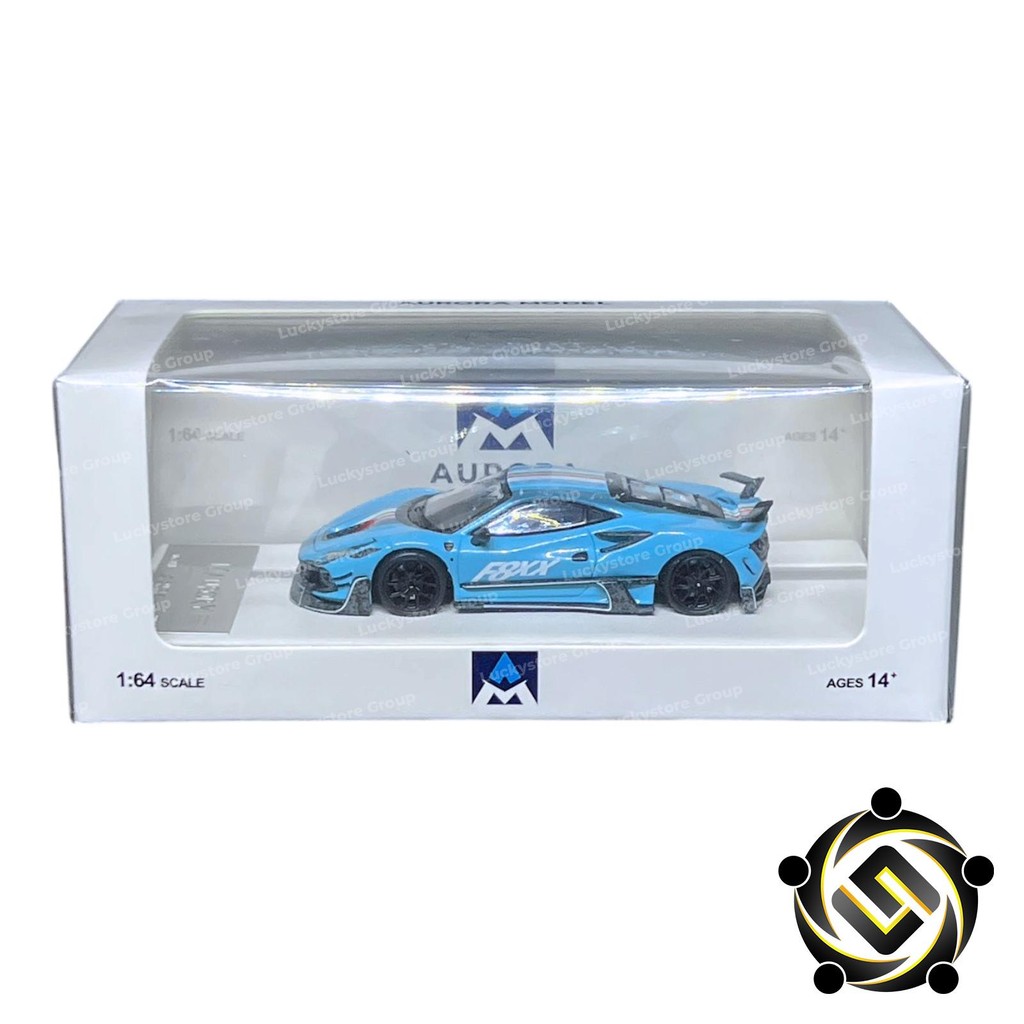 Aurora Model 1:64 Mansory Modified Ferrari F8XX Baby Blue Carbon Parts Limited
