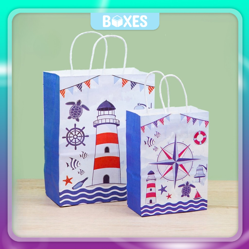 

Paper Bag Kantong Kertas Motif sailor / Goodie Bag Kraft Hampers Souvenir Ulang Tahun Anak I AK02K6 - AK03K6