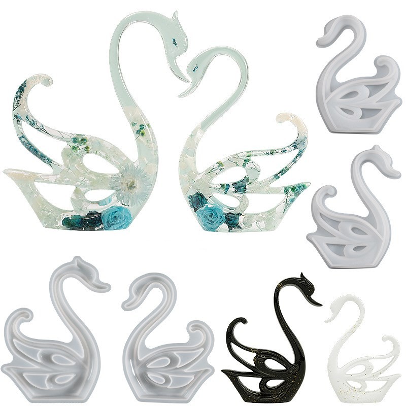 

DIY Crystal Resin Aromatherapy Gypsum Mold Swan Ornaments Table Home Decoration High Mirror Resin Silicone Mold Jewelry Making