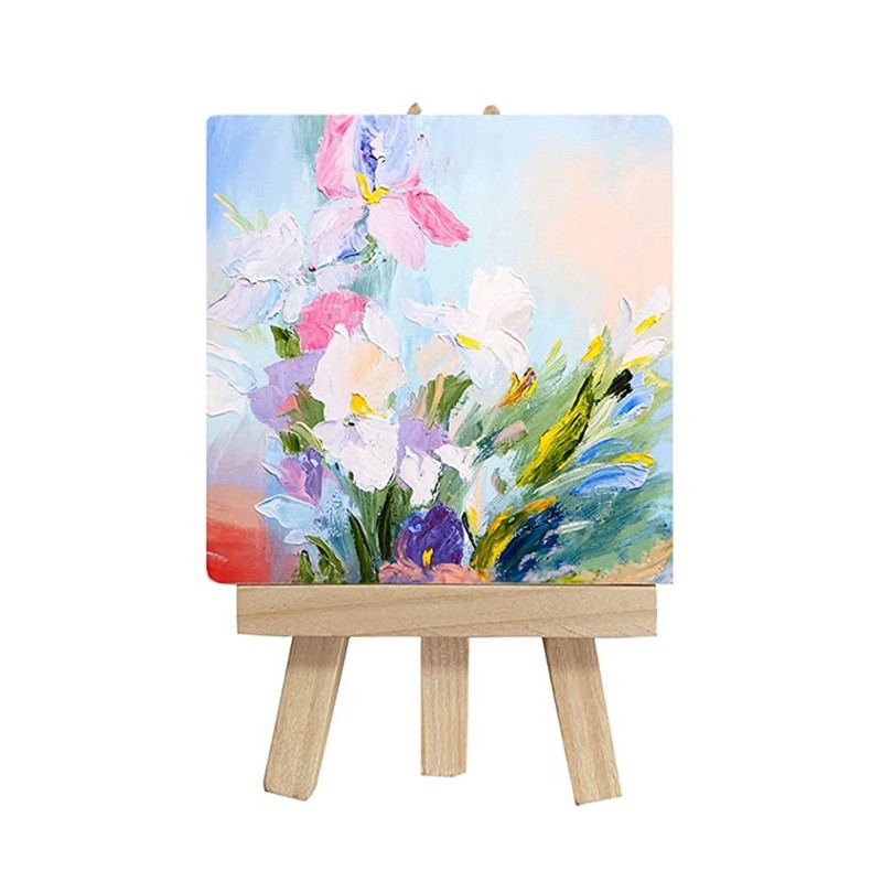 

14Pcs Mini Canvas And Easel Brush Set, Canvas 4X4 Inch, Pre-Stretched Canvas, Mini Painting Kit, Kids Painting Party