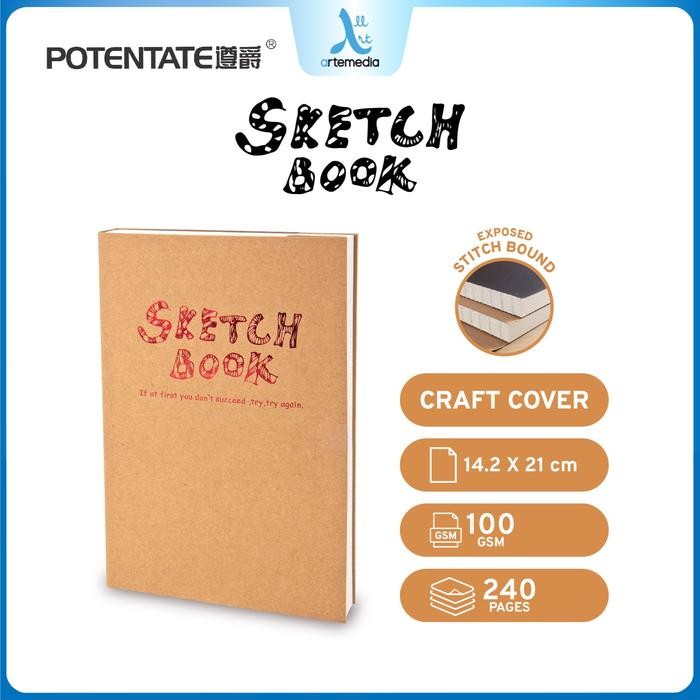 

Potentate Drawing Book A5 Exposed Stitch Bound Sketchbook Black Buku Black Buku - Cover Craft Terlaris