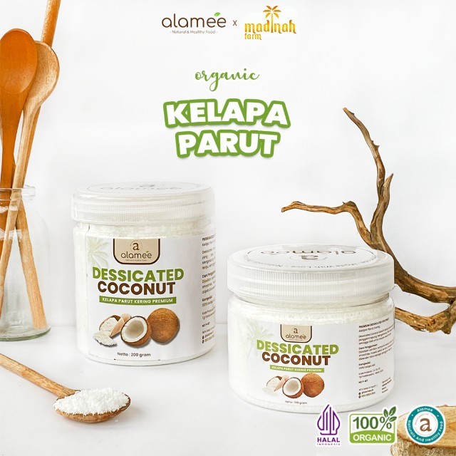 

ALAMEE Dessicate Coconut Kelapa Parut Kering Coconut Flakes Topping Kue Kelapa Kering 200gr madinah
