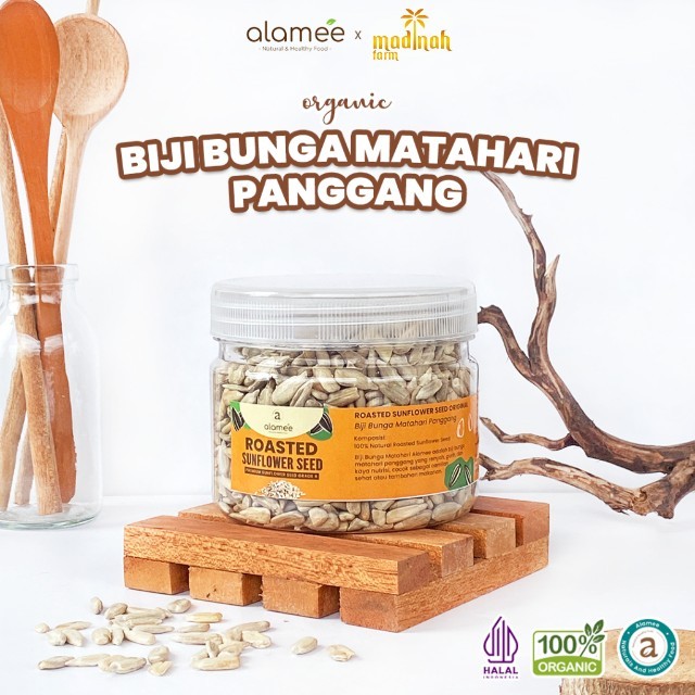

ALAMEE Roasted Sunflower Seed Biji Bunga Matahari Kupas Oven Biji Kuaci Panggang PREMIUM 125gr madinah