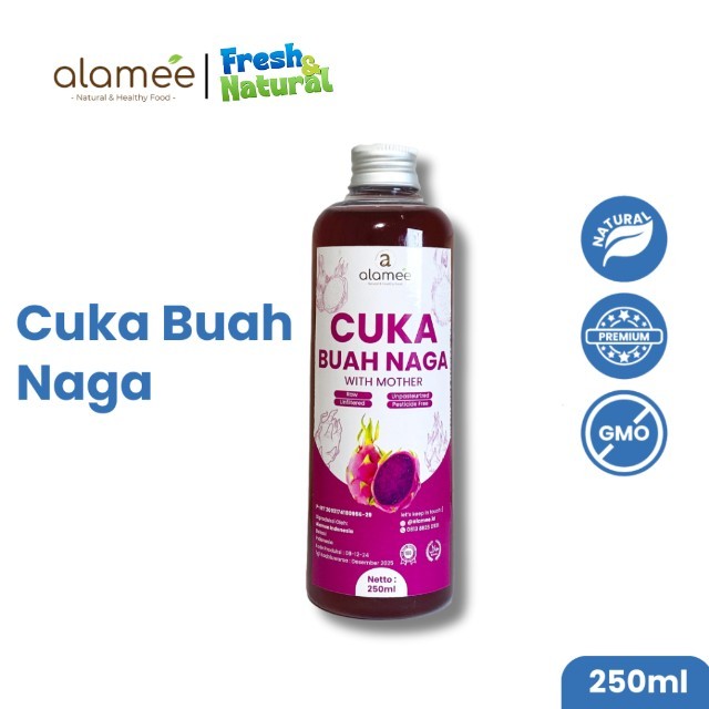 

ALAMEE Cuka Buah Naga Organik Dragon Fruit Cider Vinegar With Mother Fermentasi Probiotik 250ml fresh and natural