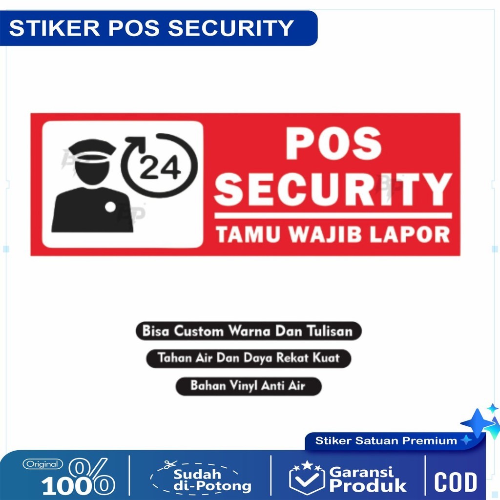 

Stiker Pos Security / Stiker Pos Keamanan / Stiker Pos satpam / Stiker tamu wajib lapor / stiker pos security 24 jam