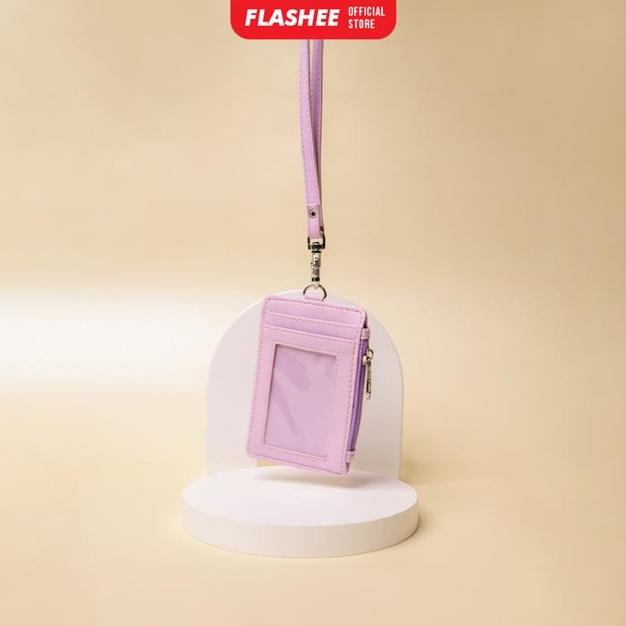 

【YANA-M】PROMO!!! Flashee ID Card Holder Resleting Name Tag Taylor Lanyard Seleting ID Card Risleting Name Tag Lanyard Zipper Kulit Sintetis v2 - Ungu