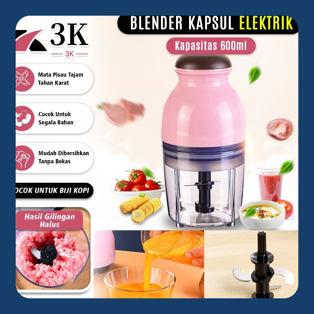 (3K Surabaya) Blender Kapsul Penggiling Daging / Sayur / Buah / Chopper Portable Capsule Mini
