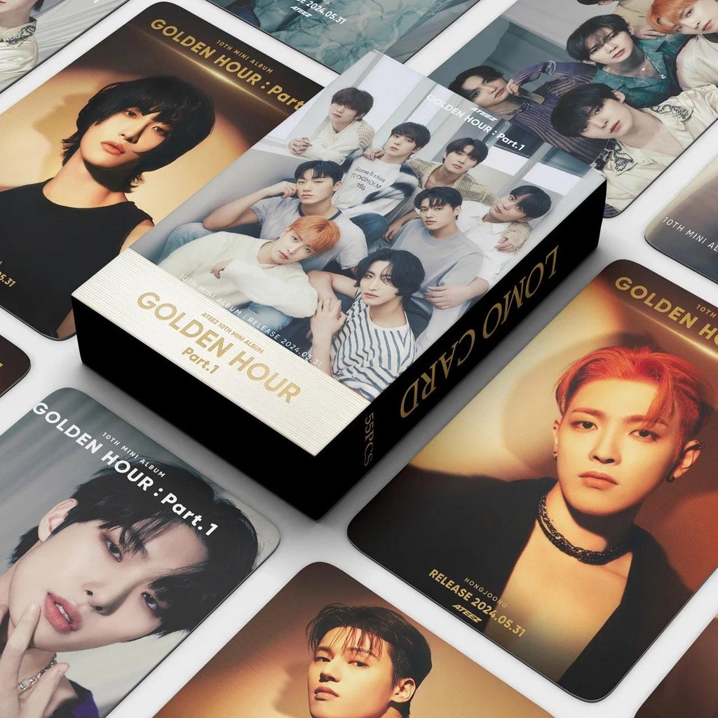 

55pcs/set Kpop ATEEZ Lomo Cards Photo album GOLDEN HOUR : Part 1 HD photocards for fans collection