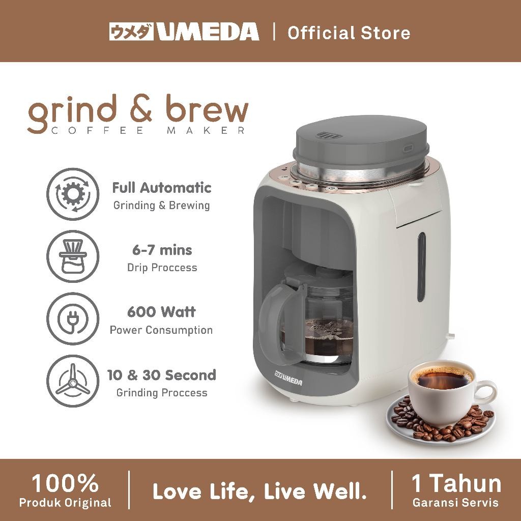 Umeda Grind & Brew Mesin Kopi Otomatis 2in1 / Coffee Grinder / Coffee Maker / Drip Coffee