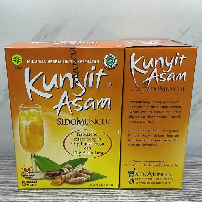 

SIDOMUNCUL KUNYIT ASAM 1 Box Isi 5 Sachet Melancarkan Haid