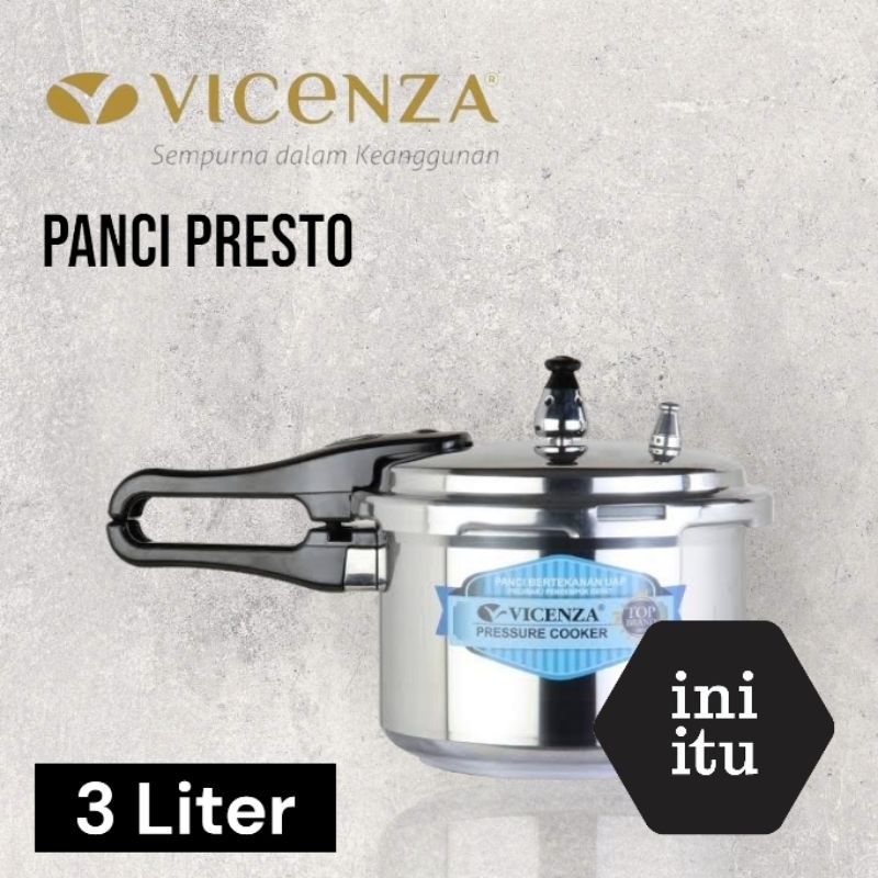[ Vicenza ] Presto VICENZA 3 Liter / Presto Vicenza V-303  Pelunak Makanan 3 Liter (18cm) Gagang Hit