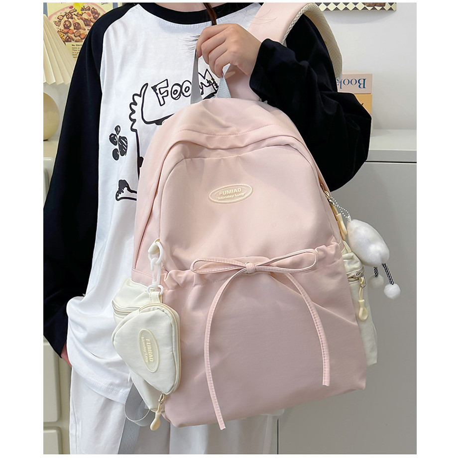 Tas Ransel Backpack Polos Fashion Tas Ransel Pastel Riby Korean Nilon Backpack Polos
