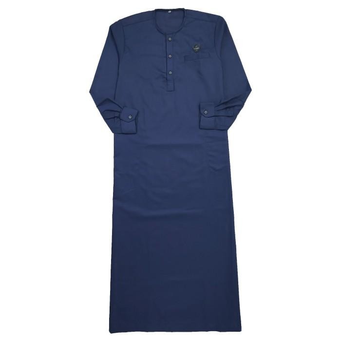 Jubah Gamis Polos Pria Lengan Panjang Dewasa Manset Katun Toyobo - Navy, M