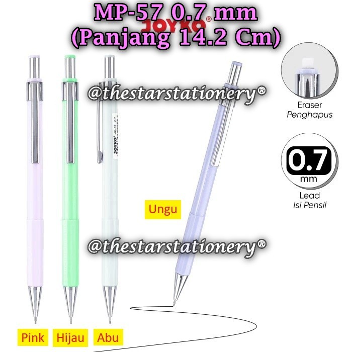 

(1 Biji) Pensil Mekanik JOYKO MP-57 0.7 mm BISA PILIH WARNA / Mechanical Pencil Joyko MP-57 (1 Biji)