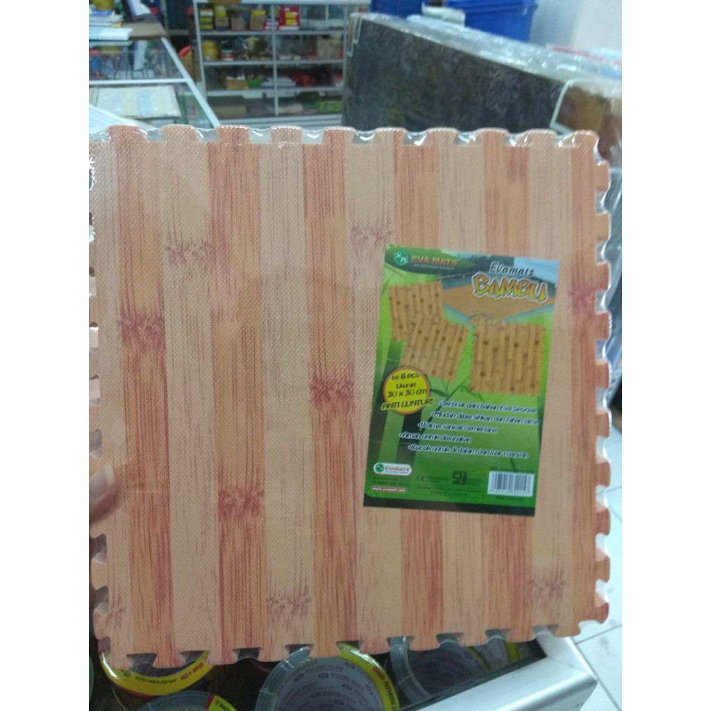 Evamats motif bambu 30x30cm / alas lantai evamat matras puzzel 30x30cm motif bambu / tikar puzzel