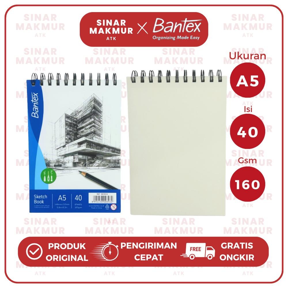 

Sketch Book/Buku Sketsa/Gambar Vertikal Ring A5 40 Lembar 160 Gsm BANTEX BK1003 (Pcs)