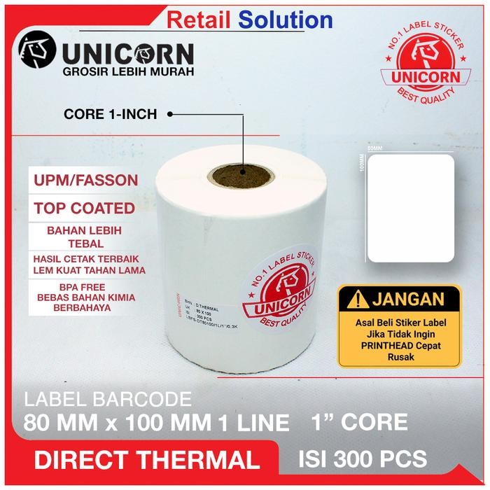 

Label Stiker Thermal 80x100 mm / 80 x 100 mm / 80x100mm 300pcs