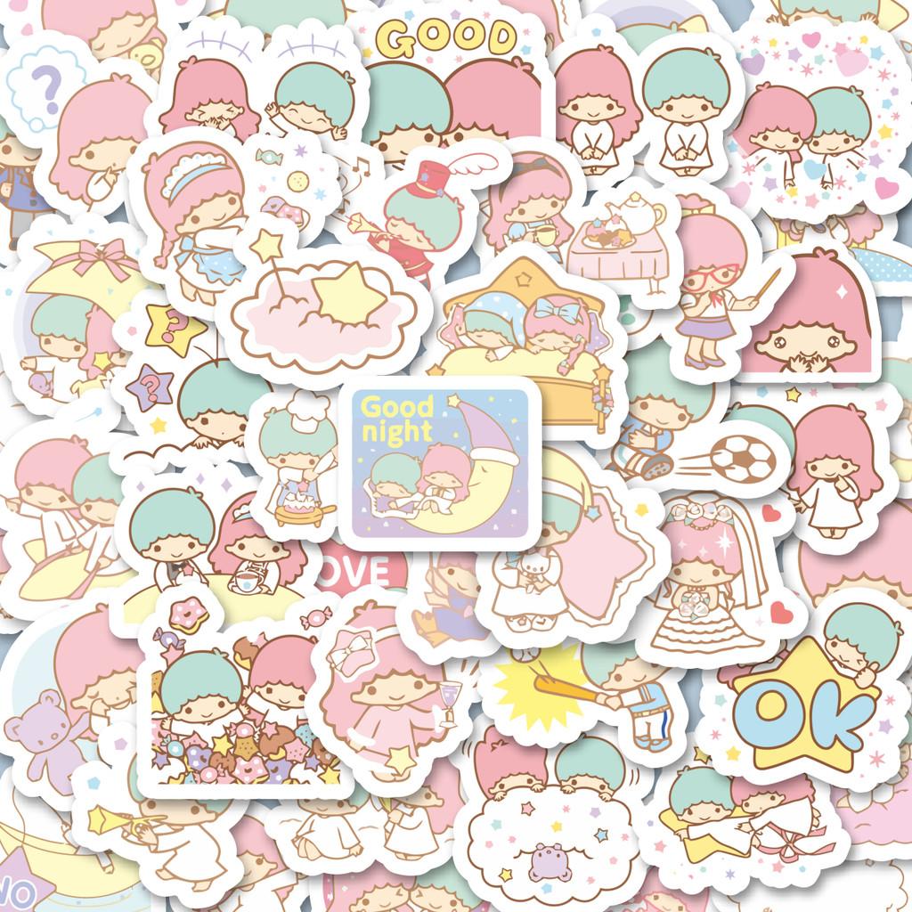 

100PCS Lucu Stiker Kartun Twin star Versi 2 Stiker Aesthetic Stiker Anti Air Stikers Berperekat Waterproof sticker decal buat Motor Helm Buku Journal Koper Casing HP Laptop Botol Minum Hadiah anak