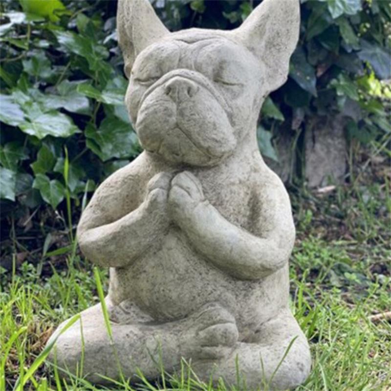 

Zen Dog Statue Buddha Meditation Bulldog Resin Statue Meditating Dog French Bulldog Statue Meditating Sitting Garden Decor