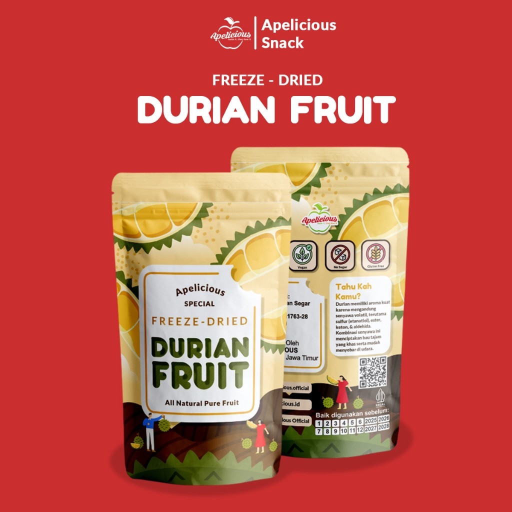 

TERLARIS APELICIOUS Freeze Dried Durian - Keripik Buah Durian Kering - Snack , Cemilan
