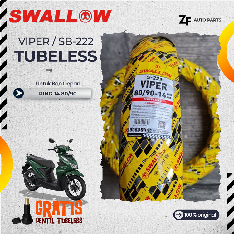 SEPASANG / SATUAN BAN MOTOR MATIC SWALLOW VIPER Ring 14 TUBELESS DEPAN BELAKANG BEAT MIO VARIO GENIO