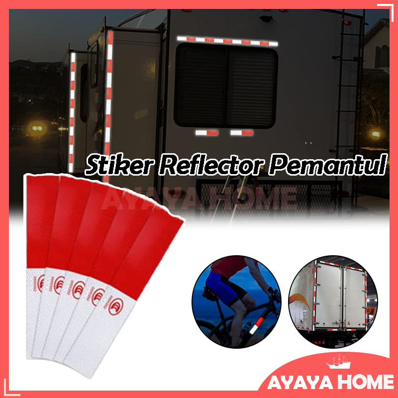 

Stiker Reflector Pemantul/Sticker Pemantul Cahaya Merah Putih/Sticker Safety Reflective 20 Pcs